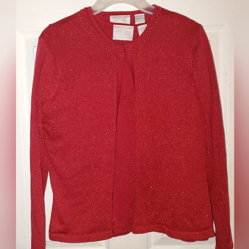 5 for $25 | Vintage Emma James Shimmer Short Sleeve Blouse and Cardigan Set